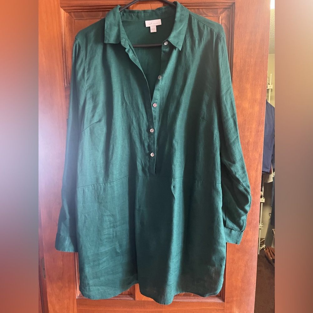 J Jill linen Green Long Sleeve Shirt